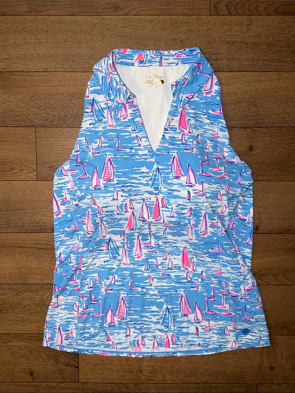 Lilly Pulitzer Luxletic Size Large Lakelyn Bra Polo UPF 50 Zanzibar Boatylicious